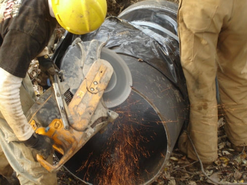 Beveling a Cut Piece of Ductile Iron Pipe for Installation into an A•LOK X•CEL Connector